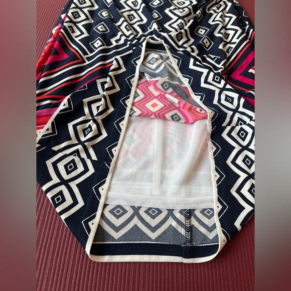 Joseph Ribkoff Women's Dress Geometric Striped Stretch Faux Wrap Sleeveless Sz 8 - Picture 7 of 12